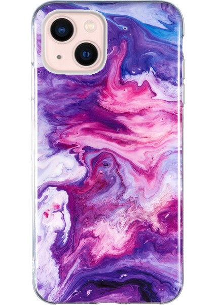 iPhone15 Mermer Desen Için Telefon Kasası Damla Geçirmez Imd Tpu Arka Kapak Kırmızısı (Yurt Dışından)