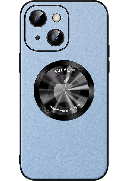 iPhone15 Plus Cowhide Doku Pu Deri+Tpu Kasası Magsafe-Baby Mavi Ile Ilgili Telefon Kapalı Telefon Kapalı (Yurt Dışından)