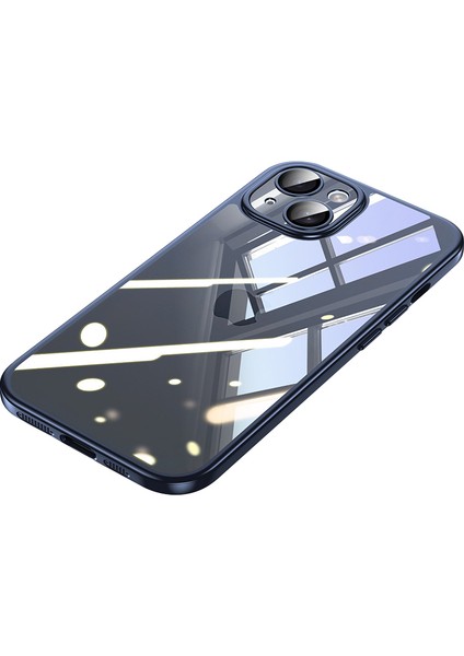 Titanyum Serisi iPhone15 Kılıfı Temsil Edilmiş Cam Lens Film Elektraplatma Tpu+Pc Telefon Kılıf Mavisi (Yurt Dışından)