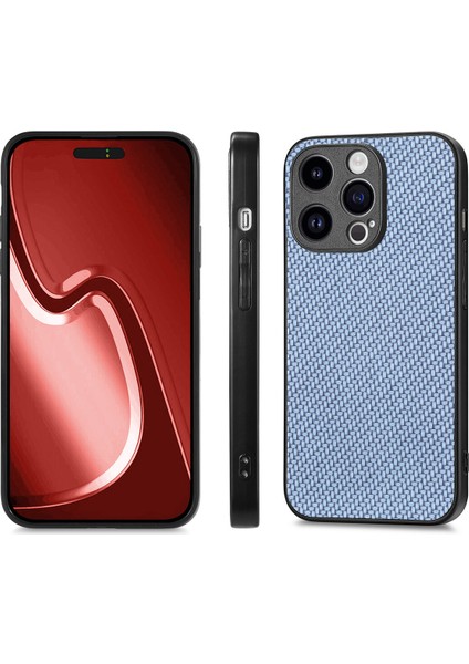 Yüksek Alüminyum Silicon Cam Film Karbon Fiber Deri+Pc Kapak Mavisi ile iPhone15 Pro Telefon Kılıfı (Yurt Dışından) fırsatları