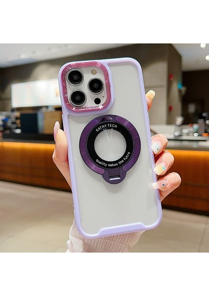 iPhone15 Pro Magnetic Case Kickstand Yumuşak Tpu Telefon Kapak Morası (Yurt Dışından)