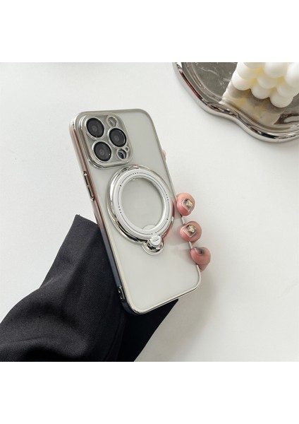 iPhone15 Pro Case Anti-Drop Pc+Tpu Ring Kickstand Telefon Kapağı Magsafe-Silver ile Uyumlu (Yurt Dışından) fiyatları