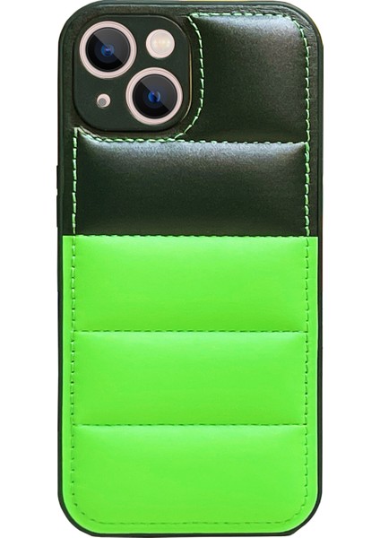 iPhone15 Plus Pl Case Pu Derisi Kaplamalı Tpu Ceket Tasarım Telefon Geri Koruyucu Yeşil (Yurt Dışından)