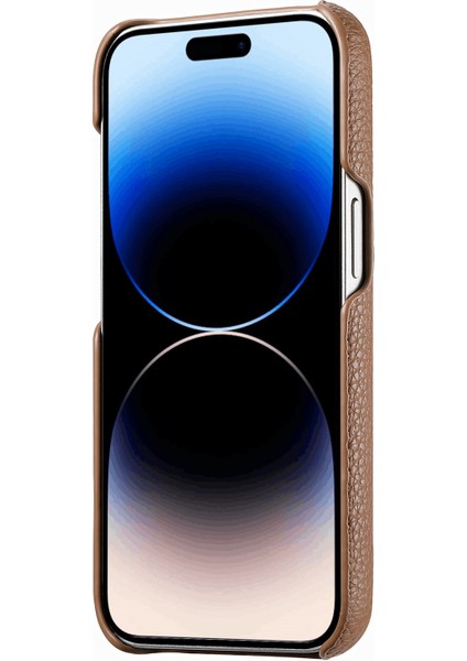 iPhone15 Pro Fingerprint Sold Renkli Litchi Doku Pu Deri Kaplamalı Pc Telefon Kapak-Kahverengi (Yurt Dışından) modelleri