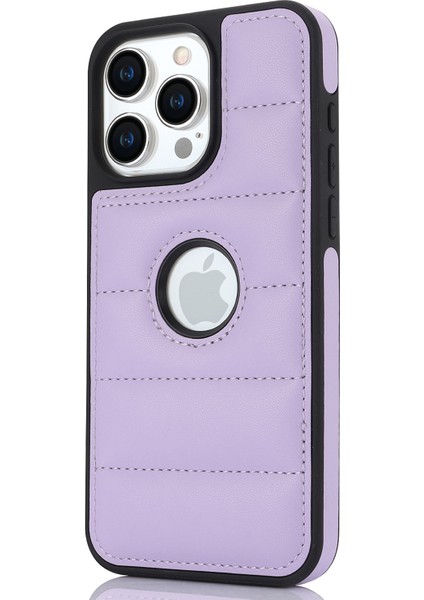 iPhone15 Pro Max Cep Telefon Kılıfı Logo Penceresi Ön Kara Çizgi Pu Deri+Tpu Kapak Işık Mor (Yurt Dışından) fiyatları