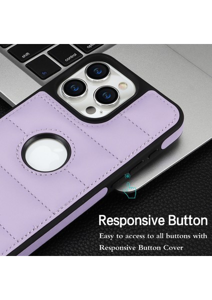 iPhone15 Pro Max Cep Telefon Kılıfı Logo Penceresi Ön Kara Çizgi Pu Deri+Tpu Kapak Işık Mor (Yurt Dışından) fırsatları