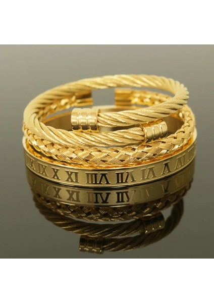 8mm Adam Çelik Set Sıcak Erkekler Titanyum Çelik Romen Rakamlı Bilezik At Nalı Toka Bilezik Pulseira Bileklik Lüks El Yapımı Takı (Yurt Dışından) fırsatları