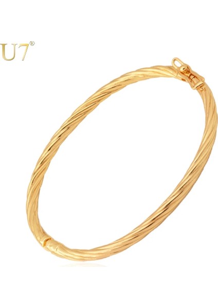 Platin Kaplama U7 Kadınlar Için Basit Tasarım Bilezik Trendy Takı Trendy Altın Renk Bakır Oval Bilezik Bilezik H433 (Yurt Dışından) fiyatları