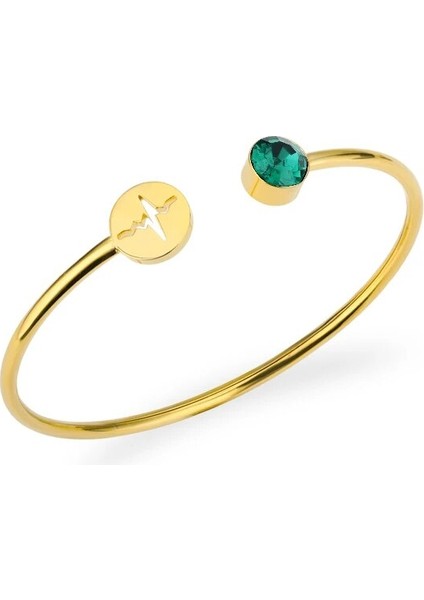 Gümüş Tarzı Mart Paslanmaz Çelik Kalp Atışı Kardiyogram Bilezikler Kadınlar Için Kristal Birthstone Açık Manşet Bileklik Stetoskop Takı Hemşire Için Hediyeler (Yurt Dışından)