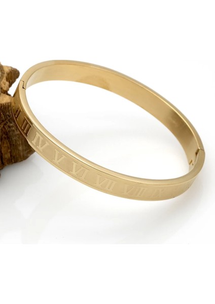 8mm Adam Altın Set Sıcak Erkekler Titanyum Çelik Romen Rakamlı Bilezik At Nalı Toka Bilezik Pulseira Bileklik Lüks El Yapımı Takı (Yurt Dışından)