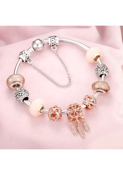 70 mm Tarzı B356 Lüks Dıy Boncuk Gül Altın Kristal Bileklik ve Bileklik Kadınlar Kalp Arı Boncuk Charm Bilezikler Zincirli Kadın Pulsera Takı (Yurt Dışından) fiyatları