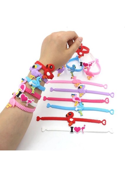 Flamingo 6 Adet Tek Boynuzlu At Denizkızı Dinozor Pvc Bilezik Karikatür Spor Epoksi Yaratıcı Çocuk Silikon Bilezik Bileklik (Yurt Dışından)
