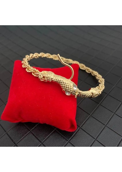 Altın Türk Trendy Yılan Kol Bilezik Altın Arapça Lüks Charm Bilezik Bileklik Kadınlar Için Büyük Boy Gelin Halhal Jewlery (Yurt Dışından)