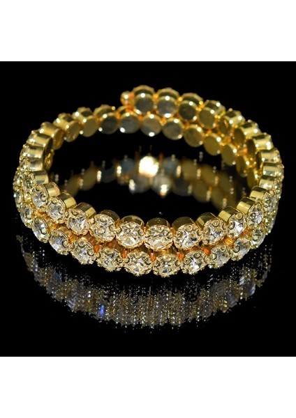 Sarı Aousıx Yeni Moda Kristal 2 Satır Bilezik ve Bilezik Kadınlar Için 8 Renk Rhinestone Germe Bileklik Üst Kol Bilezik Takı (Yurt Dışından)
