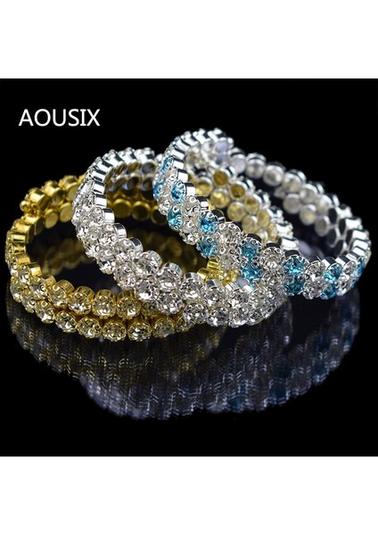 Sarı Aousıx Yeni Moda Kristal 2 Satır Bilezik ve Bilezik Kadınlar Için 8 Renk Rhinestone Germe Bileklik Üst Kol Bilezik Takı (Yurt Dışından) fiyatları