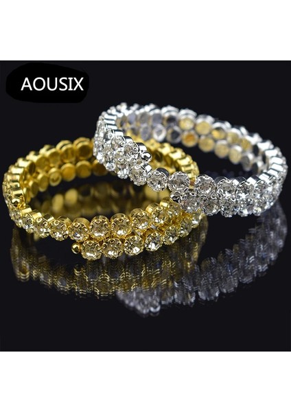 Sarı Aousıx Yeni Moda Kristal 2 Satır Bilezik ve Bilezik Kadınlar Için 8 Renk Rhinestone Germe Bileklik Üst Kol Bilezik Takı (Yurt Dışından) modelleri