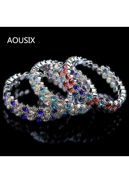 Sarı Aousıx Yeni Moda Kristal 2 Satır Bilezik ve Bilezik Kadınlar Için 8 Renk Rhinestone Germe Bileklik Üst Kol Bilezik Takı (Yurt Dışından) fırsatları