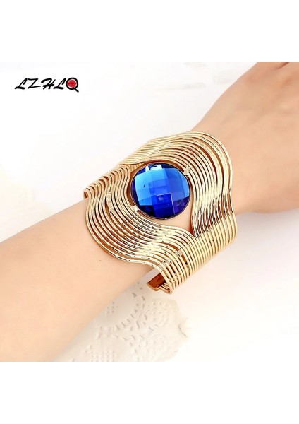 Titanyum Kaplama Lzhlq Benzersiz Tasarım Tel Katmanlı Bilezik Moda Takı Kadınlar Metal Kaplama Maxi Açılış Yuvarlak Taş Geniş Bileklik (Yurt Dışından) fiyatları