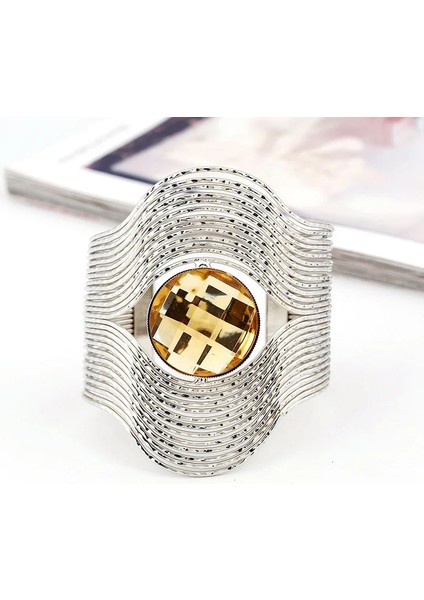 Titanyum Kaplama Lzhlq Benzersiz Tasarım Tel Katmanlı Bilezik Moda Takı Kadınlar Metal Kaplama Maxi Açılış Yuvarlak Taş Geniş Bileklik (Yurt Dışından) modelleri