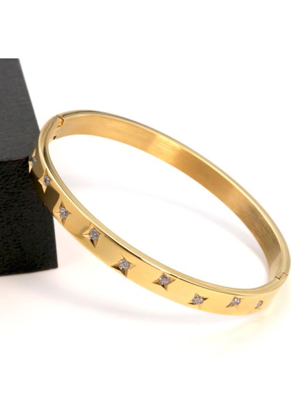 BR8206-ALTIN Yüksek Benzersiz Tasarım Hollow Izle Zincir Şekli Kadınlar Için 18 K Paslanmaz Çelik Bilezik Severler Bilezik Trendy Takı Hediye (Yurt Dışından)