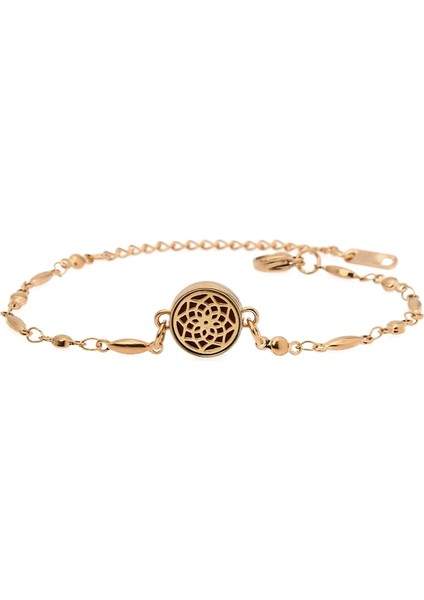 Rose Gold Renk Stili No.26 Boyutu Gül Altın Gökkuşağı Siyah Zincir Bilezik Çelik Difüzör Madalyon Ayarlanabilir Takı Kadın Çocuklar Uçucu Yağ Aoma Parfüm 10PAD (Yurt Dışından)