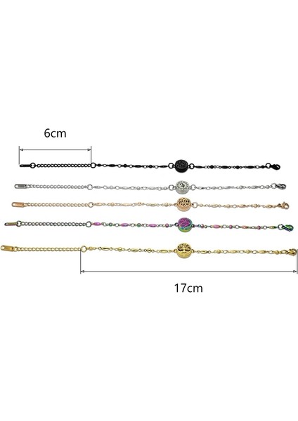 Rose Gold Renk Stili No.26 Boyutu Gül Altın Gökkuşağı Siyah Zincir Bilezik Çelik Difüzör Madalyon Ayarlanabilir Takı Kadın Çocuklar Uçucu Yağ Aoma Parfüm 10PAD (Yurt Dışından) modelleri