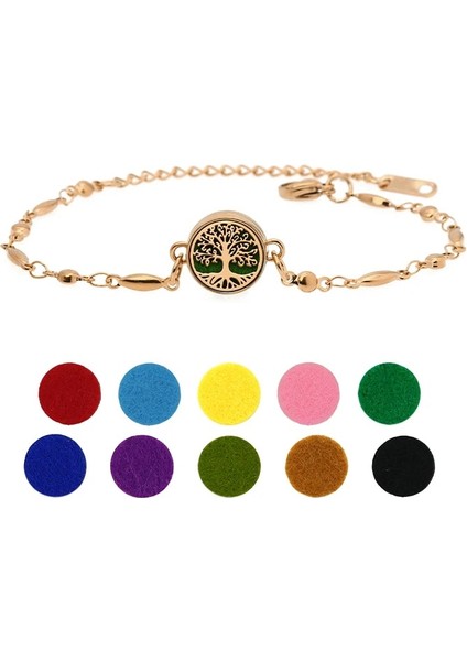 Rose Gold Renk Stili No.26 Boyutu Gül Altın Gökkuşağı Siyah Zincir Bilezik Çelik Difüzör Madalyon Ayarlanabilir Takı Kadın Çocuklar Uçucu Yağ Aoma Parfüm 10PAD (Yurt Dışından) fırsatları
