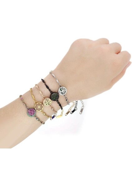 Rose Gold Renk Stili No.26 Boyutu Gül Altın Gökkuşağı Siyah Zincir Bilezik Çelik Difüzör Madalyon Ayarlanabilir Takı Kadın Çocuklar Uçucu Yağ Aoma Parfüm 10PAD (Yurt Dışından) indirimleri