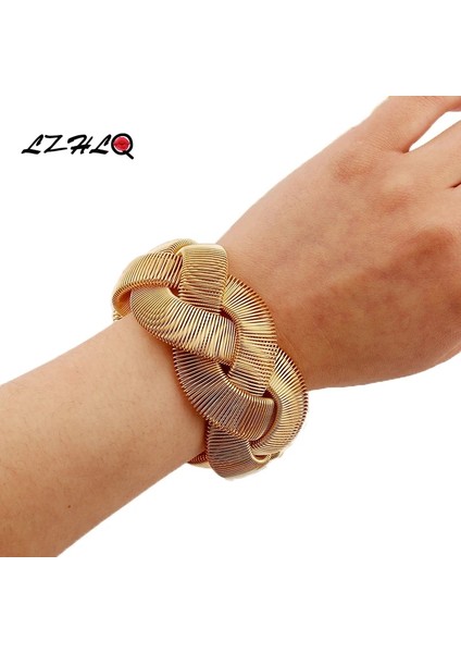 Merhaba Jin Yin Lzhlq Yeni Moda Takı Aksesuarları Maxi Geniş Bileklik Bilezik Trendy Kaplama Kalın Metal Büküm Bileklik Kadın Manşet Bilezikler (Yurt Dışından)