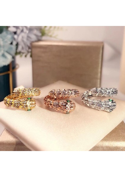 56-58MM Tarzı Rodyum Kaplama Altın Tam Matkap Yılan Bayan Bilezik Kişilik Moda Trendi Kadın Bilezikler Pırıltı Dans Partisi Hediyesi (Yurt Dışından) indirimleri