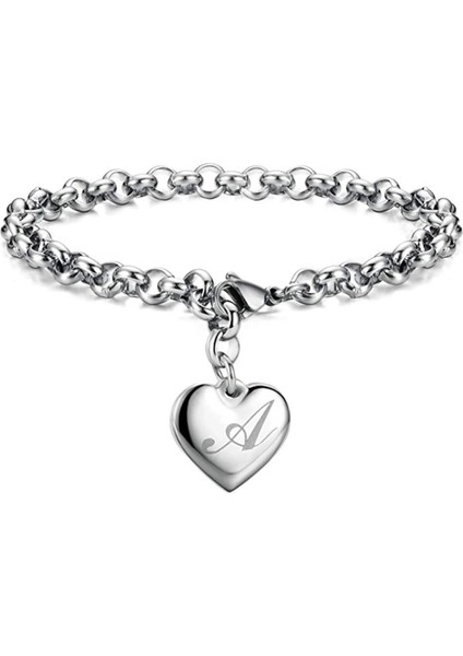 17CM Tarzı Y Ilk Çekicilik 26 Harfler Bağlantı Bilezikler Paslanmaz Çelik Kalp A-Z Adı Mektubu Alfabe Bileklik Takı Erkekler Kadınlar Için Hediyeler (Yurt Dışından) fırsatları