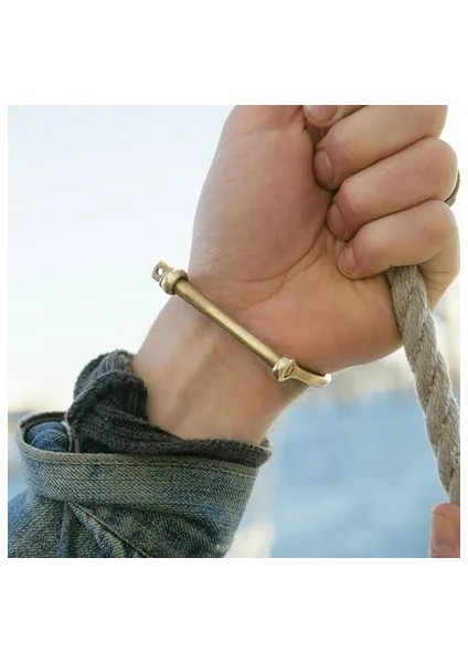 Altın Paslanmaz Çelik Çapa Bilezik Erkekler Vintage D Şekli Vidalı Manşet Bilezik Bileklik Manchette Erkekler Takı Pulseiras Masculina (Yurt Dışından) fiyatları