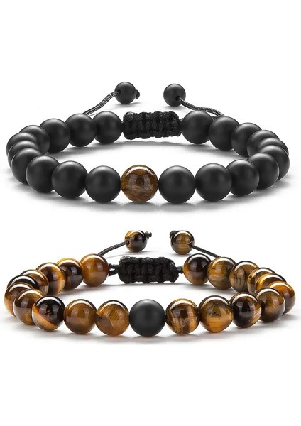 Lav Beyaz-A Et Boncuk Bilezik Doğal Kaplan Taş Charm Oniks Boncuklu Çift Mesafe Bilezikler Kadın Erkek Arkadaş Hediye Streç Takı (Yurt Dışından) fiyatları