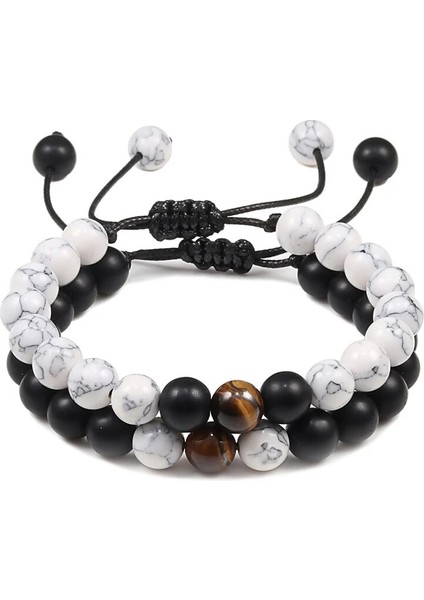 Lav Beyaz-A Et Boncuk Bilezik Doğal Kaplan Taş Charm Oniks Boncuklu Çift Mesafe Bilezikler Kadın Erkek Arkadaş Hediye Streç Takı (Yurt Dışından) modelleri