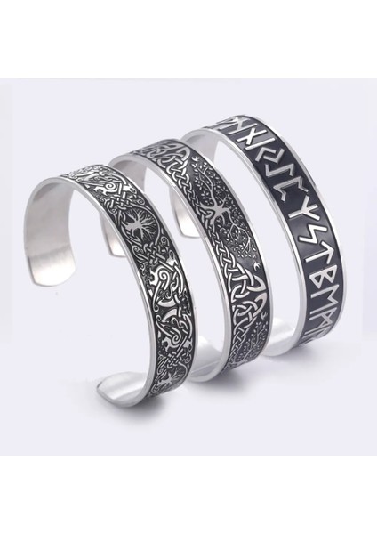 No.31 Boyutu Teamer Paslanmaz Çelik Iskandinav Viking Runes Bileklik Erkek Kadın Wicca Muska Vintage Hayat Ağacı Manşet Bilezik Takı Çift Hediye (Yurt Dışından) fiyatları