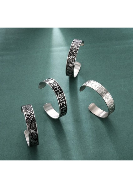 No.31 Boyutu Teamer Paslanmaz Çelik Iskandinav Viking Runes Bileklik Erkek Kadın Wicca Muska Vintage Hayat Ağacı Manşet Bilezik Takı Çift Hediye (Yurt Dışından) modelleri