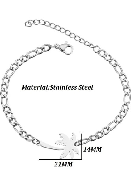 Altın Tarzı NO.142 Beden Paslanmaz Çelik Bilezikler Kadın Moda Palmiye Hindistan Cevizi Ağacı Ay Kelebek Çiçek Fil Charm Bilezik Bohemian Takı Pulseri (Yurt Dışından) modelleri