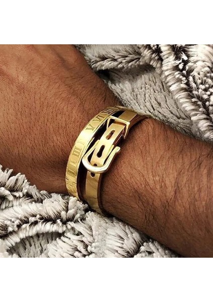 Siyah Tabanca Kaplama Altın Bileklik Paslanmaz Çelik Bileklik Erkek Bileklik Titanyum Ayarlanabilir Açılış Manşet Charm Takı Pulseras Hombre Lüks Takı (Yurt Dışından) fırsatları