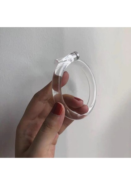 No.6 Boyutu Aomu Big Circle Trendy Renkli Moda Şeffaf Akrilik Bilezik Kadınlar Kızlar Için Basit Açık Bilezik Parti Takı Hediyeler (Yurt Dışından) fırsatları