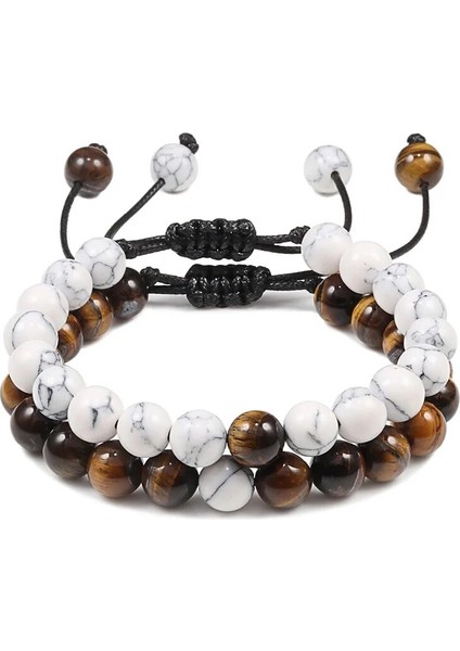 Kaplan Gözü Beyaz-A Et Boncuk Bilezik Doğal Kaplan Taş Charm Oniks Boncuklu Çift Mesafe Bilezikler Kadın Erkek Arkadaş Hediye Streç Takı (Yurt Dışından)