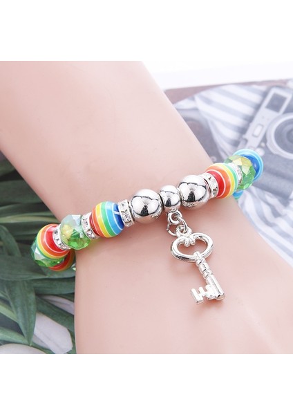 No.5 Boyutu Moda Elastik Boncuklar Renkli Boncuklar Charms Bilezikler Kız Erkek Anahtar Kolye Gökkuşağı Boncuklu Bilezik Güzel Çocuk Takıları (Yurt Dışından) indirimleri