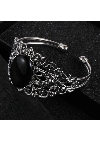 Lapis Lazuli Kadınlar Doğal Kahve Oniks Labradorit Oval Taş Taş Açık Bileklik Yeşil Tanglin Lapis Lazuli Charm Hollow Çiçek Bilezik Takı (Yurt Dışından)