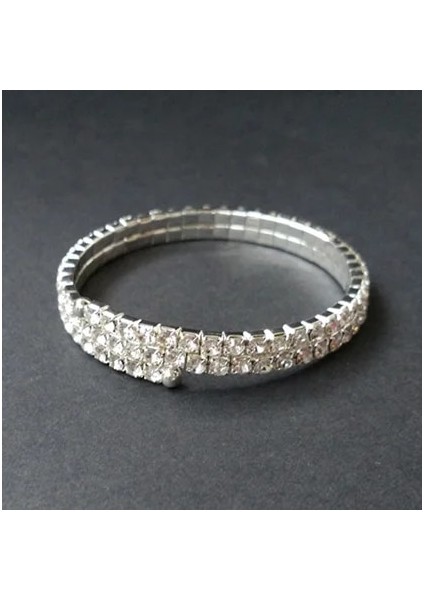 2 Sıragümüş Tdqueen Bilezik Gümüş Kaplama Pulseiras Bilezik Kristal Rhinestone Çok Sıralı Spiral Bileklik Kadınlar Için Bilezik (Yurt Dışından)