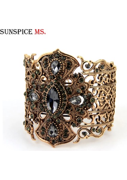 1788GRİ Sunspicems Türkiye Vintage Bileklik Bileklik Kadınlar Için Retro Altın Rengi Gri Kristal Bohemia Etnik Düğün Takı Parti Hediye 2020 (Yurt Dışından) fiyatları