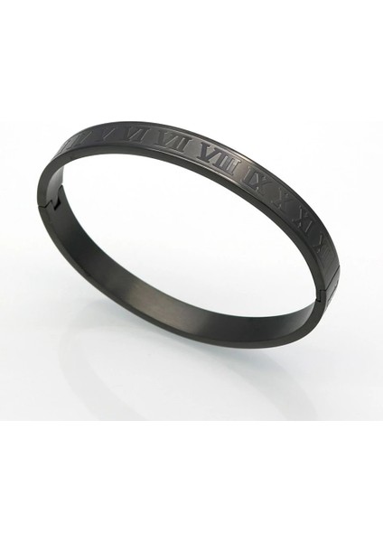 6mm Kadın Siyah Set Sıcak Erkekler Titanyum Çelik Romen Rakamlı Bilezik At Nalı Toka Bilezik Pulseira Bileklik Lüks El Yapımı Takı (Yurt Dışından)