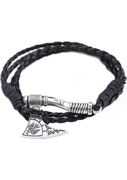 Stil 4 Skyrim Perun'un Balta Charm Wrap Erkek Deri Bileklik Bileklik Çapa Çok Katmanlı Punk Vintage Halat Viking Bilezik Erkekler Için Hediye (Yurt Dışından)