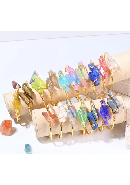 50-52MM Tarzı Renk 15 Doğal Açık Bileklik Altın Tel Sarma Kristal Pulseras Mujer Takı Kristal Bileklik Kadınlar Için Pulsera Hombre (Yurt Dışından) fiyatları