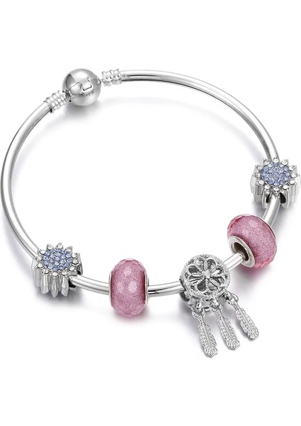 70 mm Tarzı B357 Lüks Dıy Boncuk Gül Altın Kristal Bileklik ve Bileklik Kadınlar Kalp Arı Boncuk Charm Bilezikler Zincirli Kadın Pulsera Takı (Yurt Dışından)
