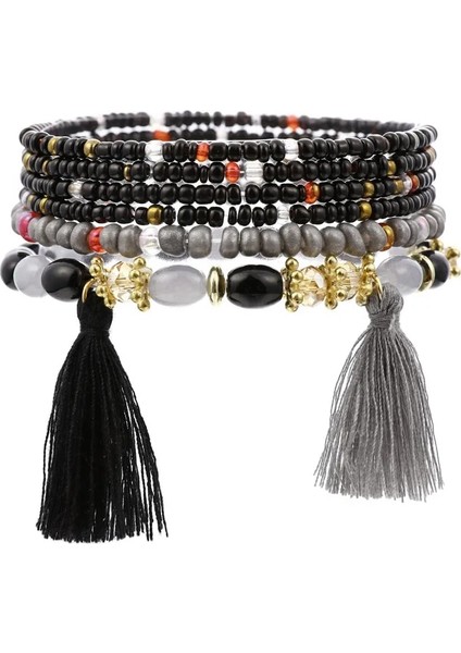SL1521 3-Et Moda Çok Katmanlı Kristal Taş Boncuk Püskül Charms Bilezik ve Bilezikler Pulseras Mujer Boho Bilezik Kadınlar Için Hediye (Yurt Dışından)