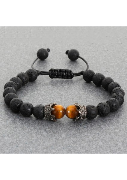 6mm Kaplan Gözü Çapraz Siyah Lav Taş Taç Charm Kaplan Gözü Boncuk Bilezik Erkekler Kadınlar Için Örgülü Bilezikler El Yapımı Ayarlanabilir Takı Pulseira (Yurt Dışından)